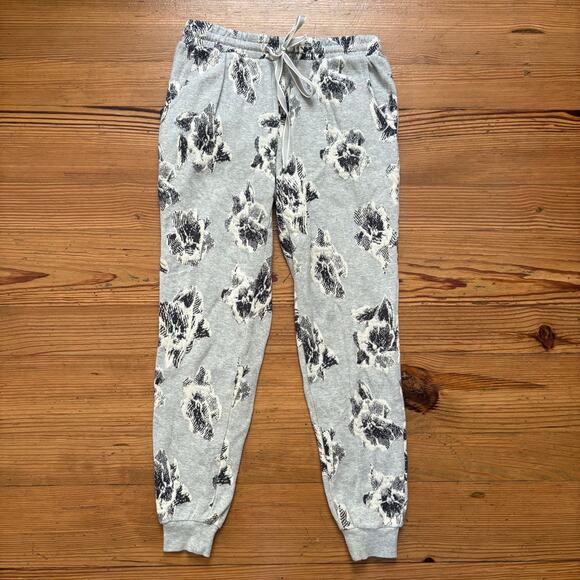 Anthropologie Saturday Sunday gray floral jogger sweatpants SIZE XS - Picture 1 of 6